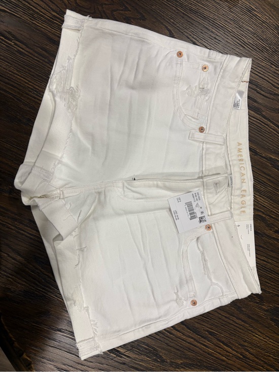 American Eagle Outfitters Pants - American Eagle Outfitters White Distressed High-Rise Jean Shorts